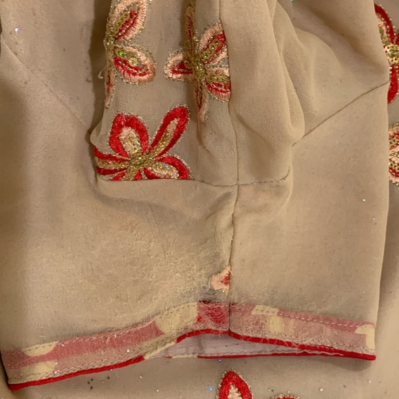 Custom design 3-piece kurta/shalwar/dupatta set w/embroidery & sequins latte Med - Picture 11 of 11